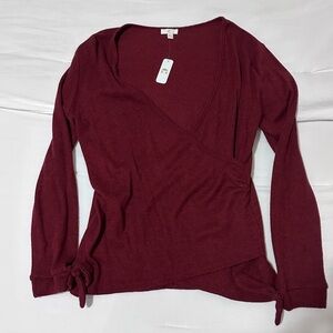 Women's Burgundy Wrap Top